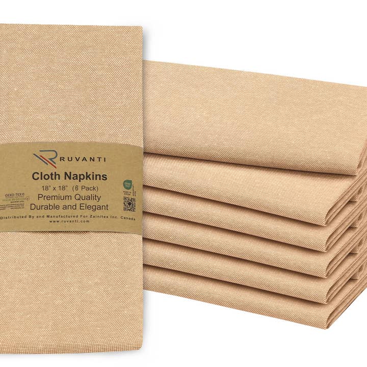 Ruvanti - Wholesale Dinner & Cloth Napkin - Box of 288 Cloth Napkins Set, 18x18 Inch, Chambray Fabric