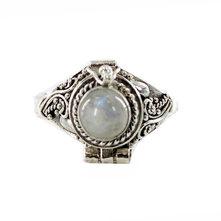 Weathered Raindrop - Wholesale Single Stone/Solitaire Ring - Ring for Ashes "Moonstone" Cremation Sterling Silver Urn