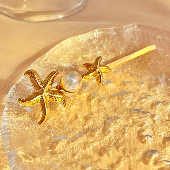 Mermaid Pearl and Starfish Hair Clip for wholesale by POSTA Designs Studio