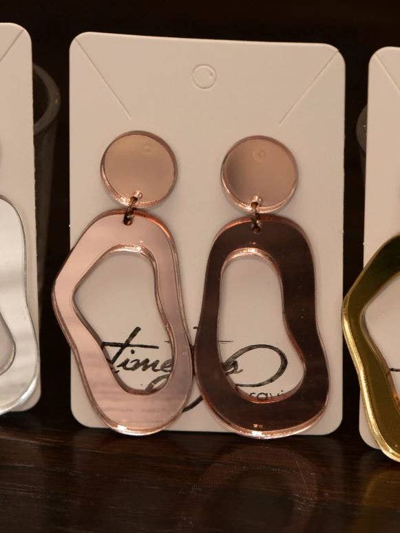 Groovy Mirrored Acrylic Dangle Earrings for wholesale by Timeless Engraving
