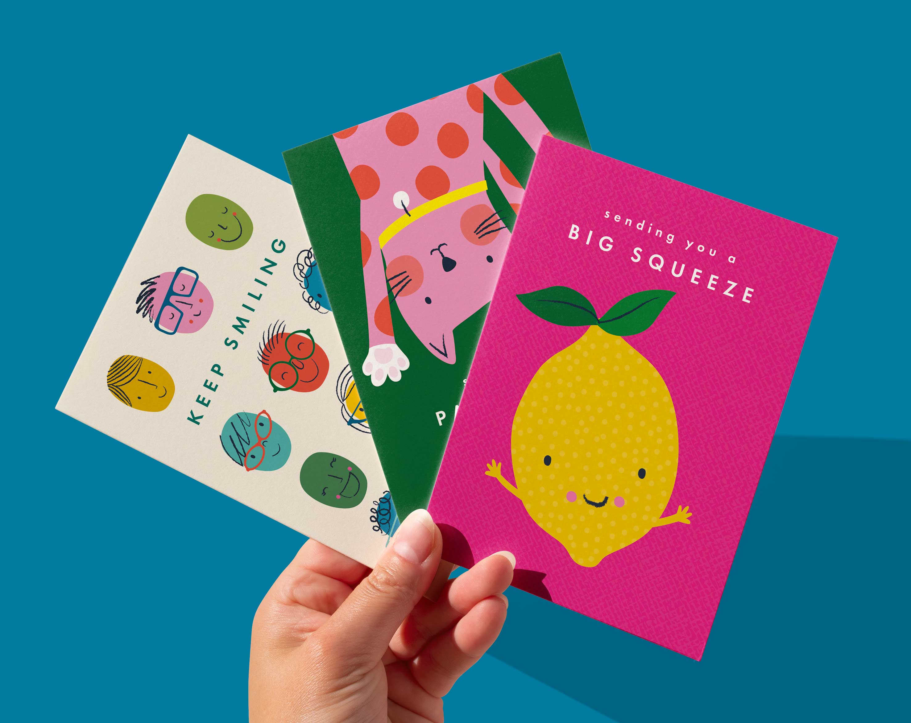 Klara Hawkins - Wholesale Encouragement Card - Positive Vibes Quirky Pink Cat Card2