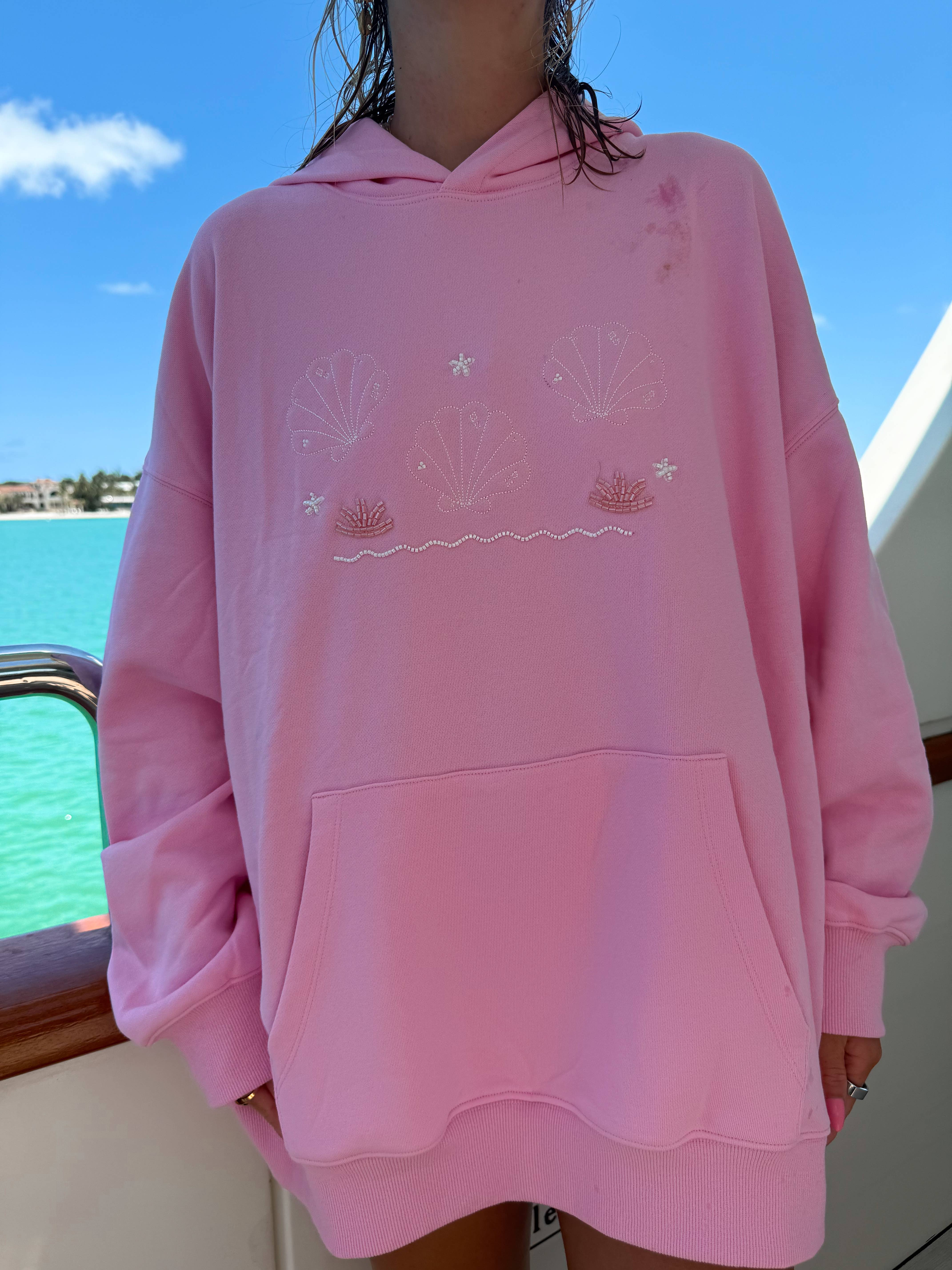 Lottie Pink Bikini Beaded Ocean Hoodie 100% Cotton for wholesale on Faire23