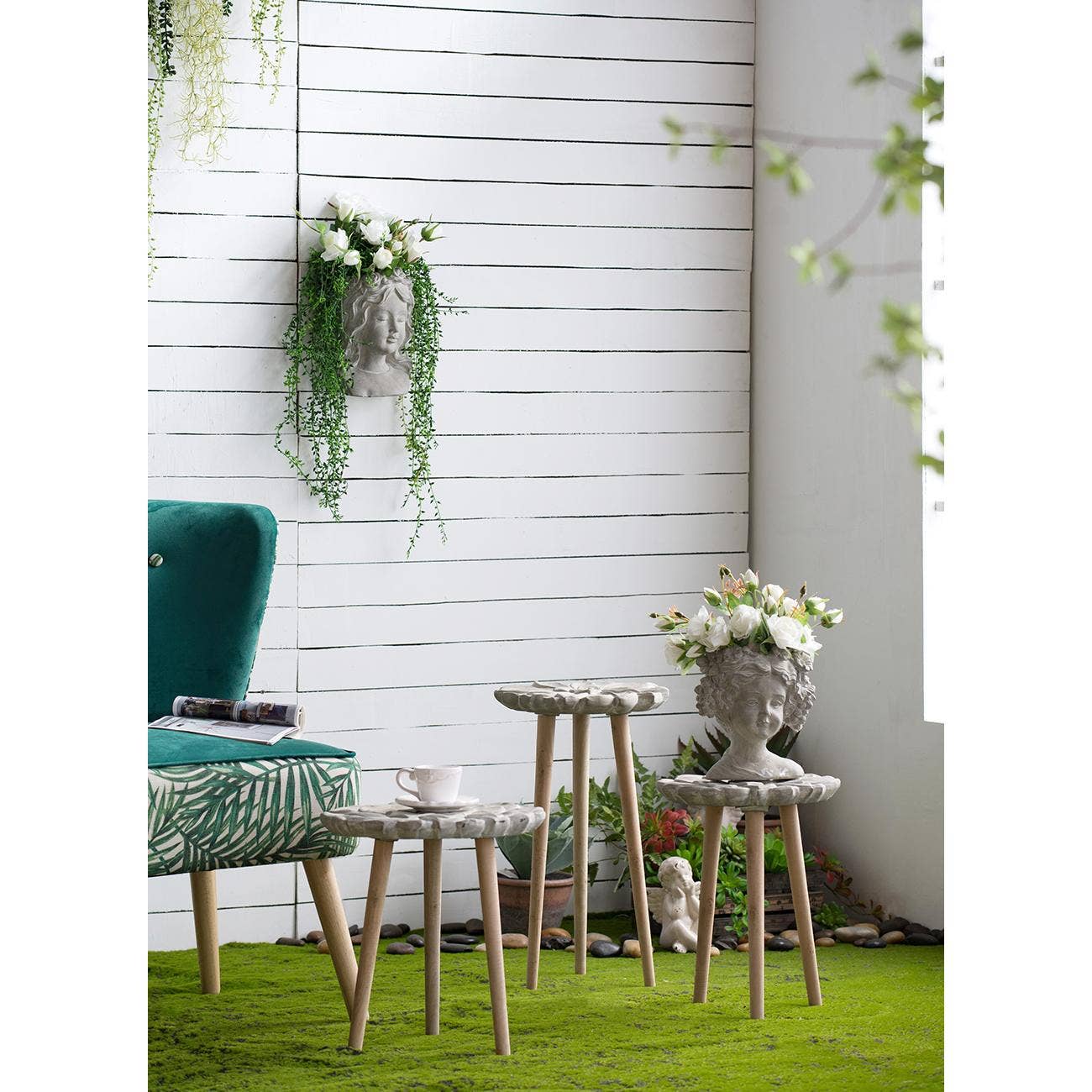 A&B Home Group Inc. - Wholesale Plant Pot - 8x4x9" Gray Cement Bust Wall Planter5