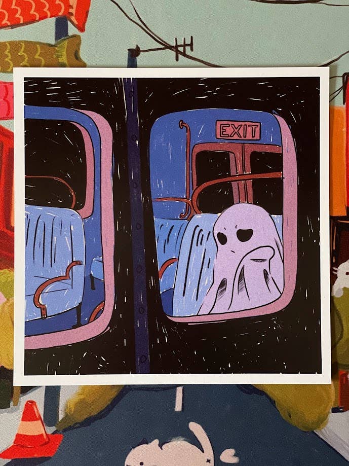 Paper Rat Illustrations - Wholesale Art Print - Moody Ghost on an Empty Train Illustration 8x82