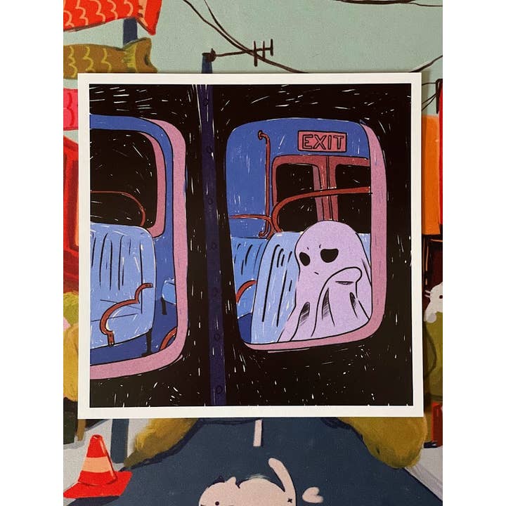 Paper Rat Illustrations - Wholesale Art Print - Moody Ghost on an Empty Train Illustration 8x82