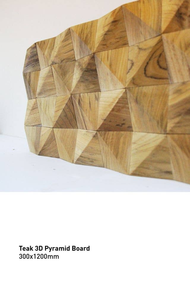 Java Creations - Vendita all'ingrosso Pannelli decorativi - Pannelli da Parete a Piramide in Teak (4 pannelli, 1,44 mq per scatola)4