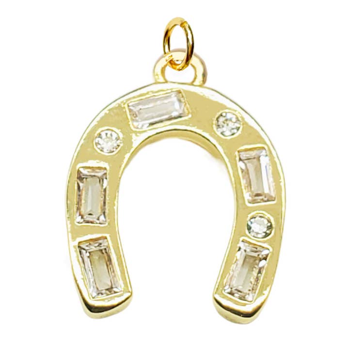 Rhinestone Horseshoe Charm For Charm Necklace for wholesale by Savvy Bling