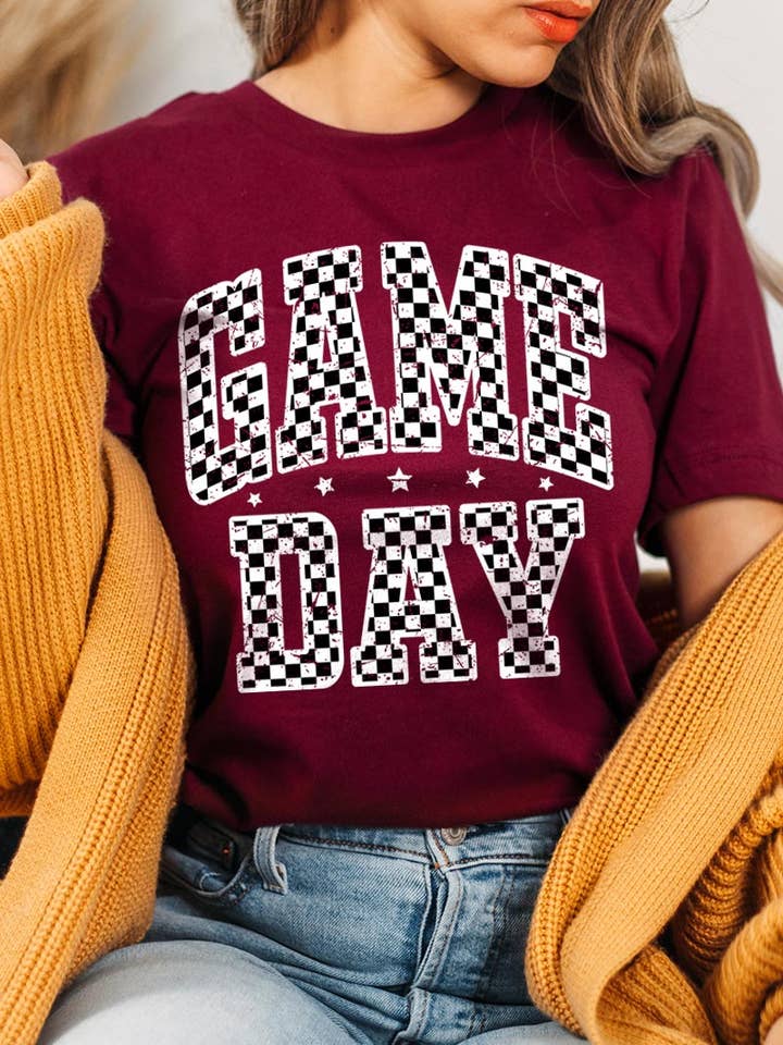 Checkered Game Day Graphic Tee for wholesale by COLORBEAR