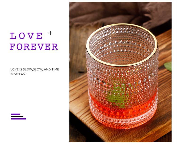 Our Dining Table - Wholesale Drinking Glass/Cup - Classic Stunning Beads Pattern Glassware with Gold Rim10