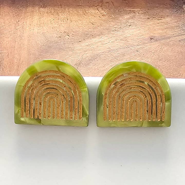 Betty Studs - Olive // Jewelry, Earrings, Art Deco for wholesale by Spiffy & Splendid