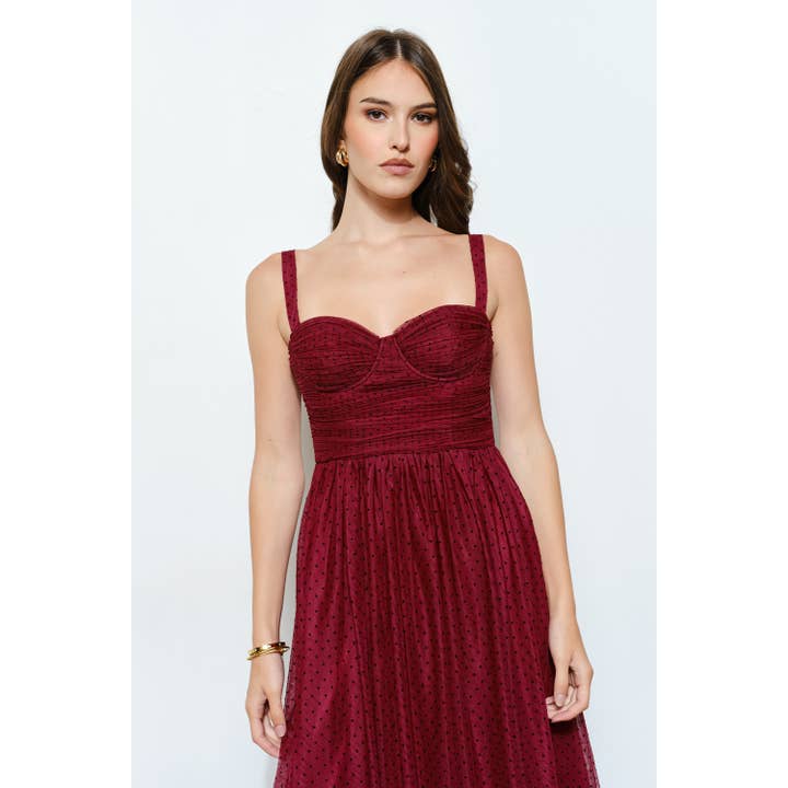 INA - Wholesale Dress - Women's - Polka Dot Tulle Bustier Midi Dress12