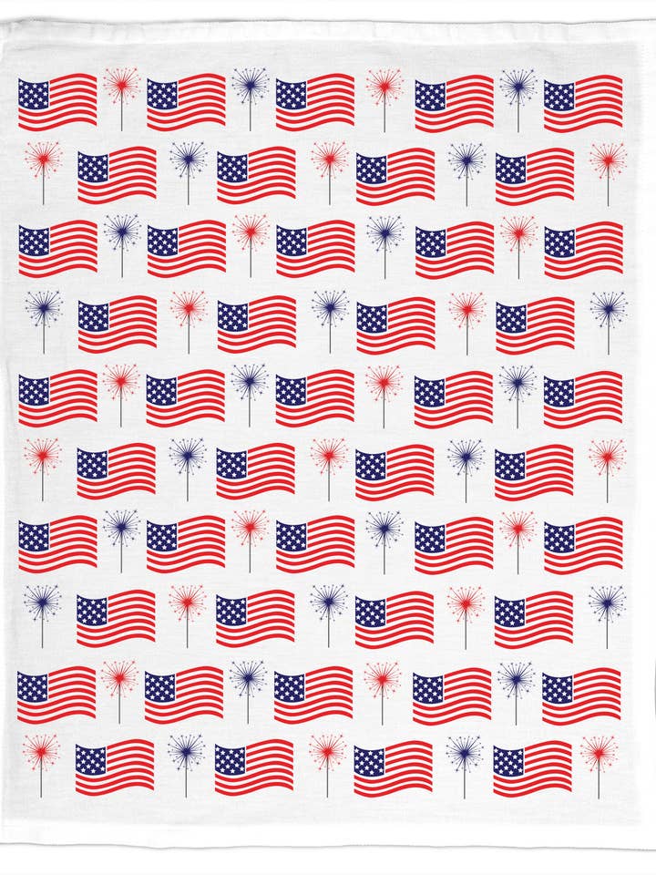 Stelle e Strisce Americane & Fuochi d'Artificio, Strofinaccio in Cotone Organico - NUOVO per la vendita all'ingrosso da parte di Coast & Cotton