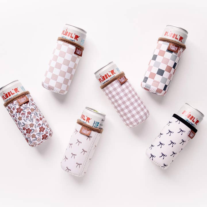 Frederick Family Co. - Wholesale Drink Huggers & Koozies - Slim Can Drink Sleeves- Reusable Neoprene Coolers with Aesthetic Patterns, 12oz Skinny Can Holder for Seltzer Energy Drinks