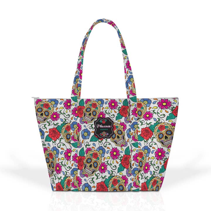 Customizable Vegan Leather Getaway Bag: Skull Roses for wholesale by Matrix