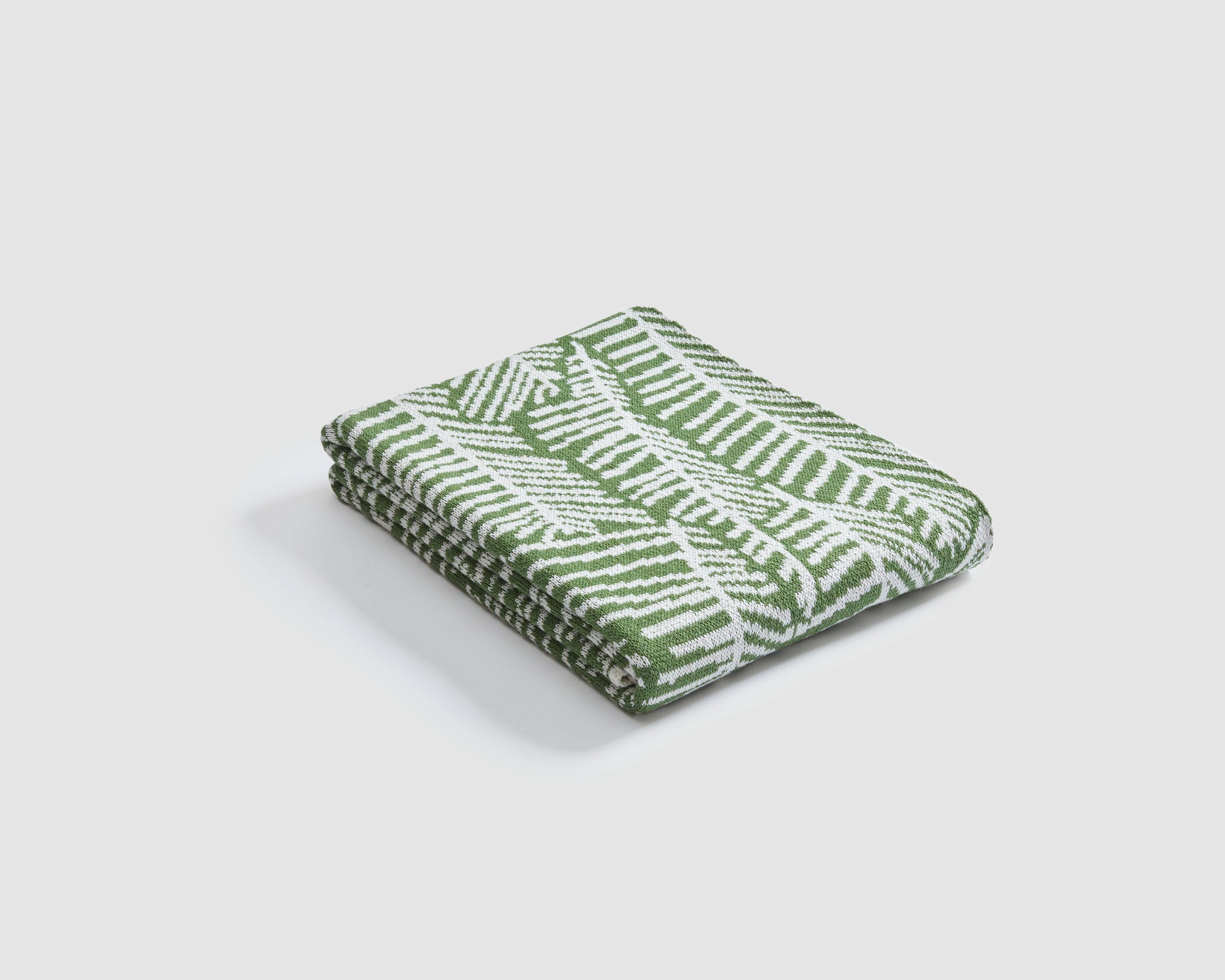 In2Green - Wholesale Throw Blanket - Cotton Sustainable Knit Throw Blanket - Leaf Melody by Elodie Blanchard2