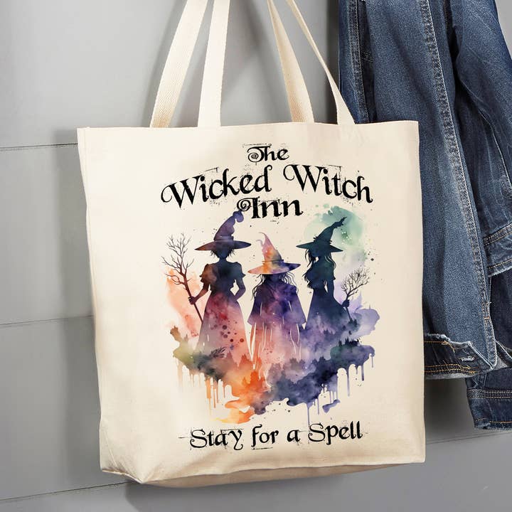 Avery Lane Gifts - Wholesale Tote Bag - Women's - Halloween Stay for a Spell Witches 12 oz Canvas Tote Bag