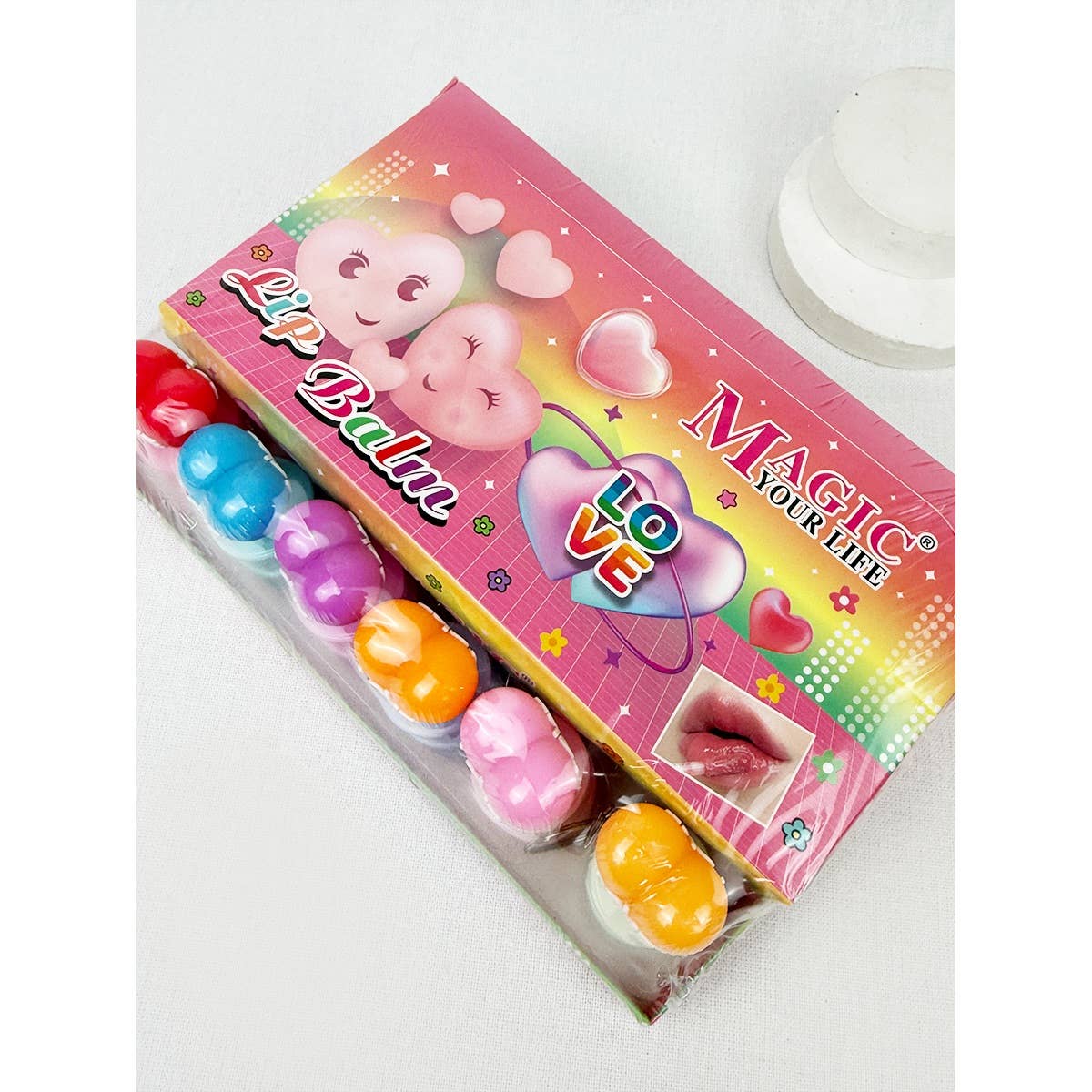 MIX COLOR LOVE Theme Tin Shape Lip Balm with Key Chain for wholesale on Faire6