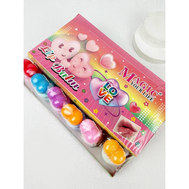 MIX COLOR LOVE Theme Tin Shape Lip Balm with Key Chain for wholesale on Faire6