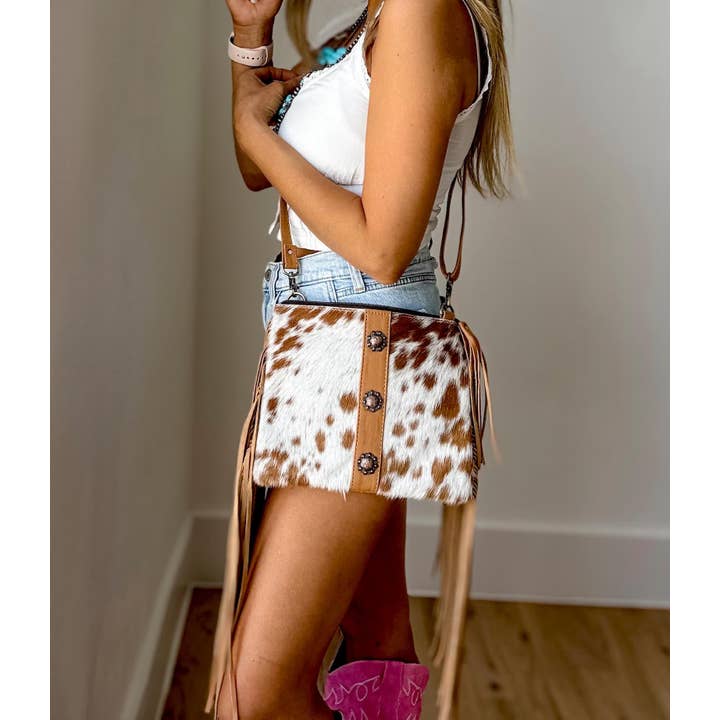 Boho Ranch Shop - Wholesale Crossbody Bag - Women's - BLANCA CROSSBODY PURSE Leather Cowhide crossbody Messenger1