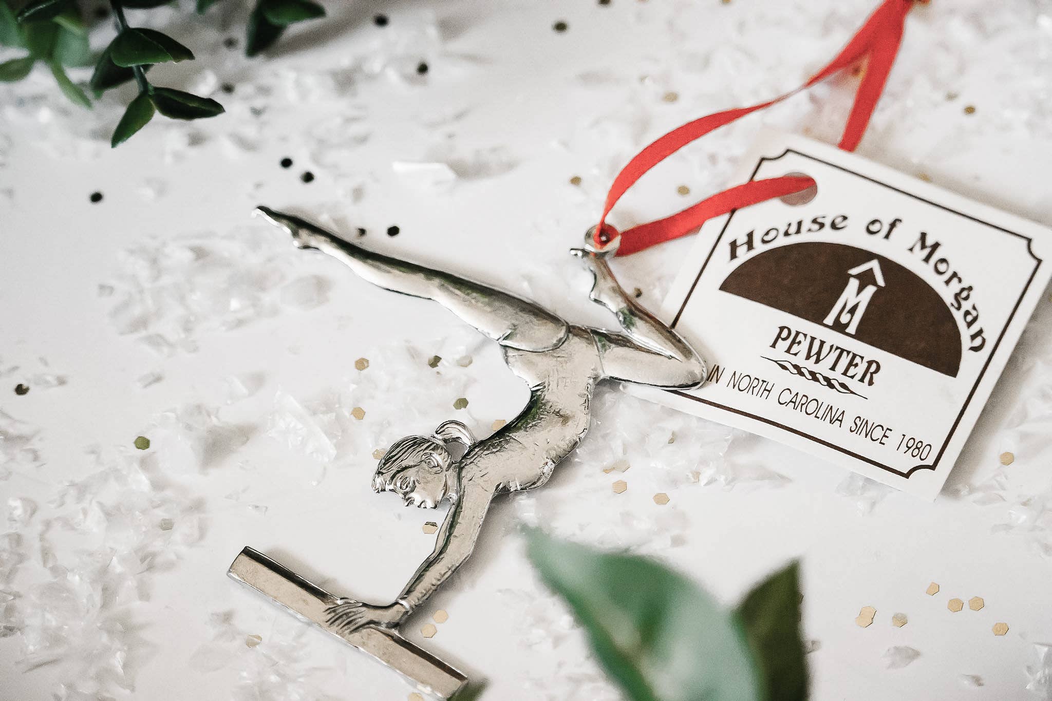 House of Morgan Pewter - Wholesale Ornament - Handmade Sports Athlete Christmas Ornament - Gymnast2