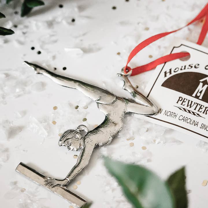 House of Morgan Pewter - Wholesale Ornament - Handmade Sports Athlete Christmas Ornament - Gymnast2