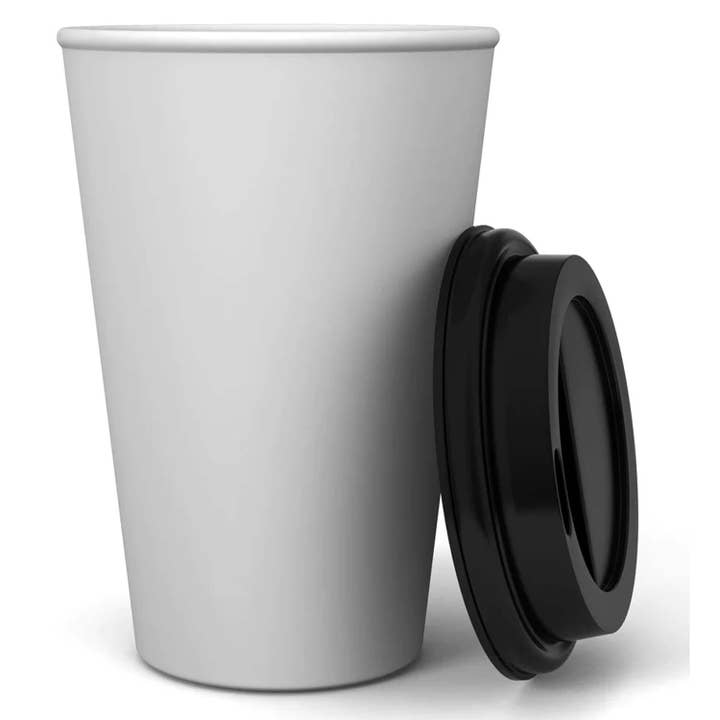 EcoQuality - Wholesale Disposable Cup - 20Oz Disposable White Paper Hot Cold Cups with Black Dome