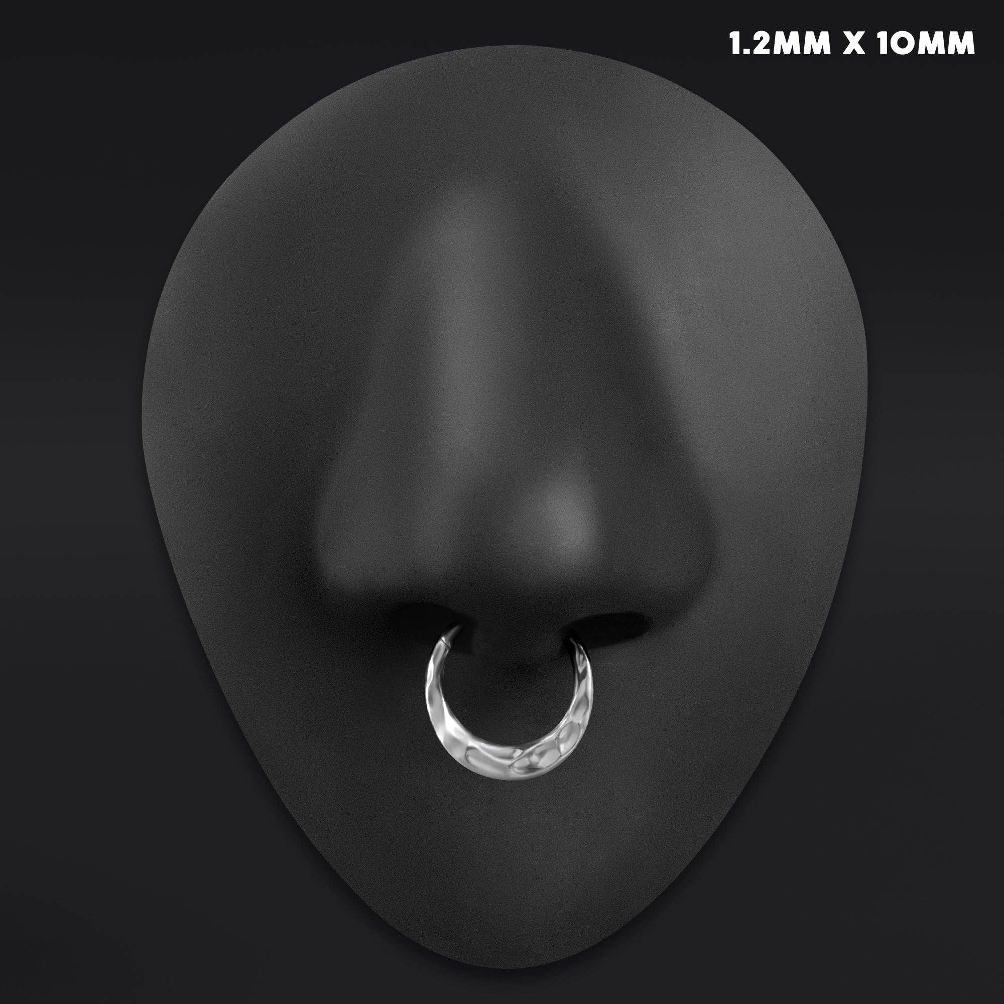 Custom Plugs – wholesale Nose ring – Silver Hammered Dome ASTM F136 Titanium Segment Clicker Septum Nose Ring4