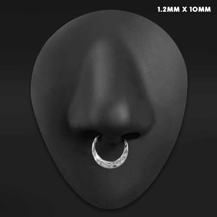 Custom Plugs – wholesale Nose ring – Silver Hammered Dome ASTM F136 Titanium Segment Clicker Septum Nose Ring4