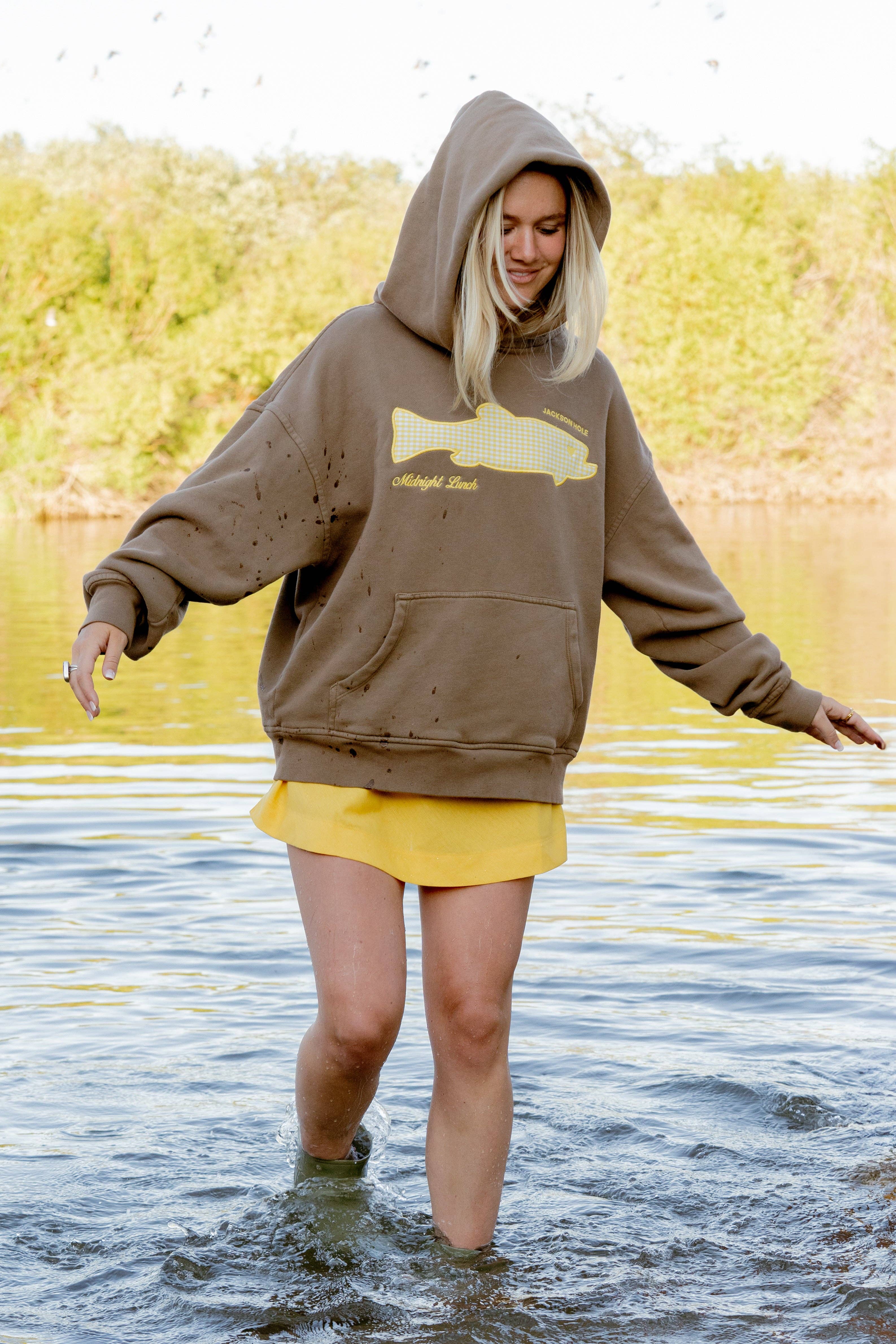 Midnight Lunch - Vente Sweat à capuche – femme - Le Sweat à Capuche Truite | Marron Wyoming3