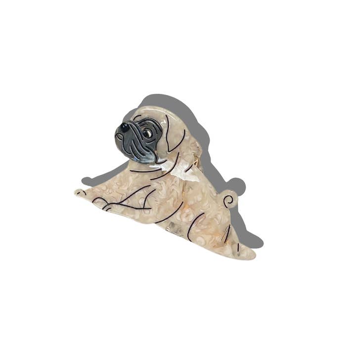 Solar Eclipse - Wholesale Hair Clip - Women's - Hand-painted Pug Dog Breed Claw Hair Clip | Eco-Friendly