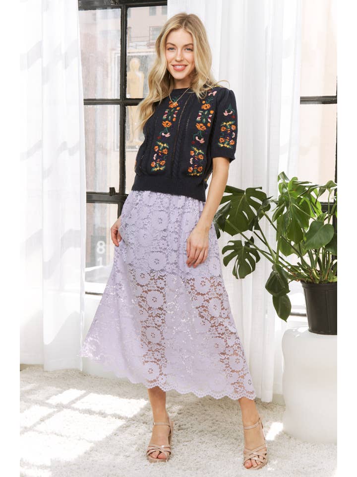 Sweet Generis - Wholesale Knit Sweater - Women's - CUTE FLORAL EMBROIDERY CASUAL PULLOVER SWEATER38