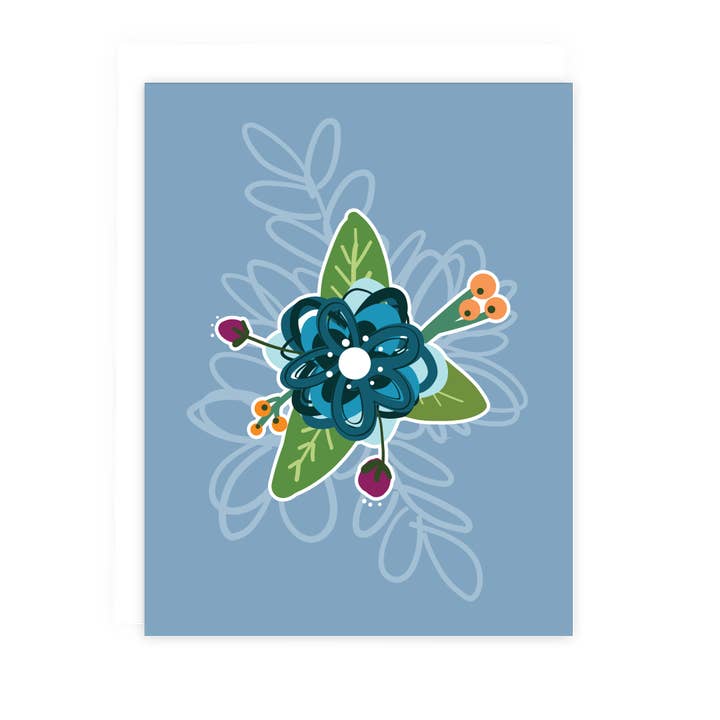 Floral Blue wenskaart voor wholesale door 7th & Palm