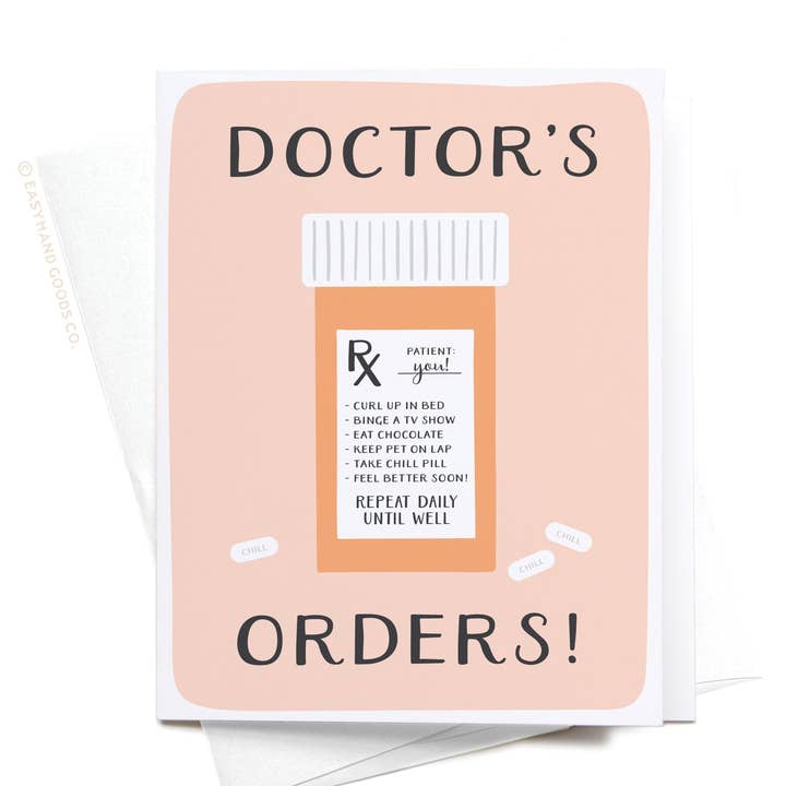 Läkarens beställningar Piller flaska hälsningskort för wholesale av Easyhand Goods – formerly Onderkast