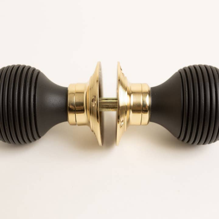 Brass bee - Wholesale Knob/Pull - Beehive Door Knobs - Ebonised & Polished Brass (Pair)