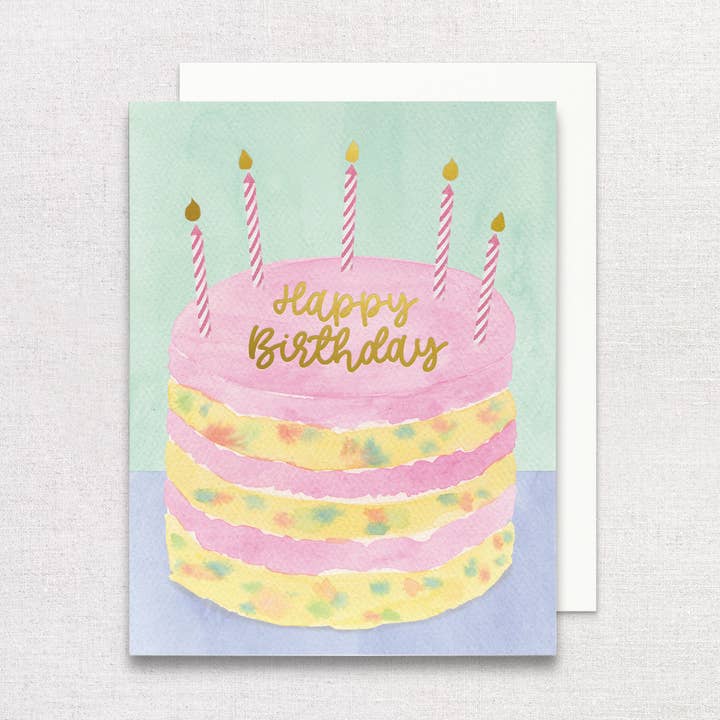 Funfetti Birthday Cake Greeting Card with Gold Foil for wholesale by Gert & Co
