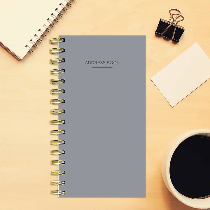 TF Publishing - Paper Goods - Vente Carnets d'adresses - Carnet d'adresses en spirale grise