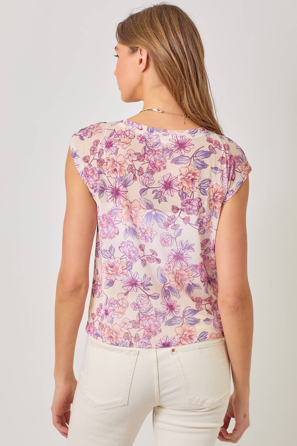 Mystree - Wholesale Blouse - Women's - 61049 Front String Detailed Printed Mesh Top21