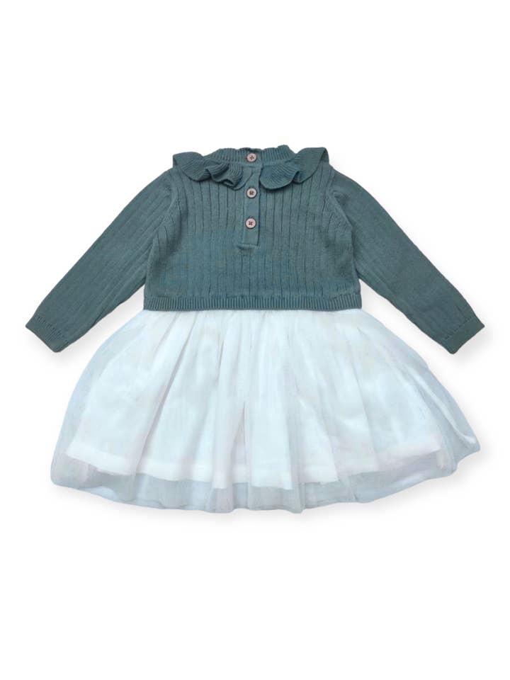 Viverano Organics - Wholesale Dress Set - Baby - Ruffle Neck Sweater Knit Top & Tutu Baby Dress (Organic)
