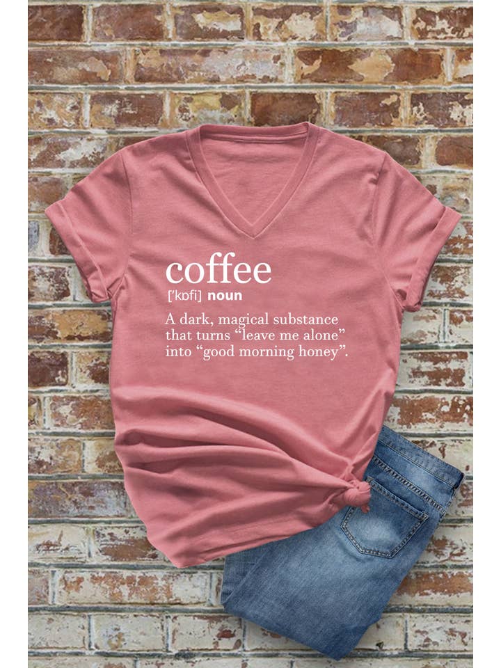 Top Avenue - Wholesale Screen Printed T-Shirt - Women's - Coffee Definition, Unisex V-Neck T-Shirt4