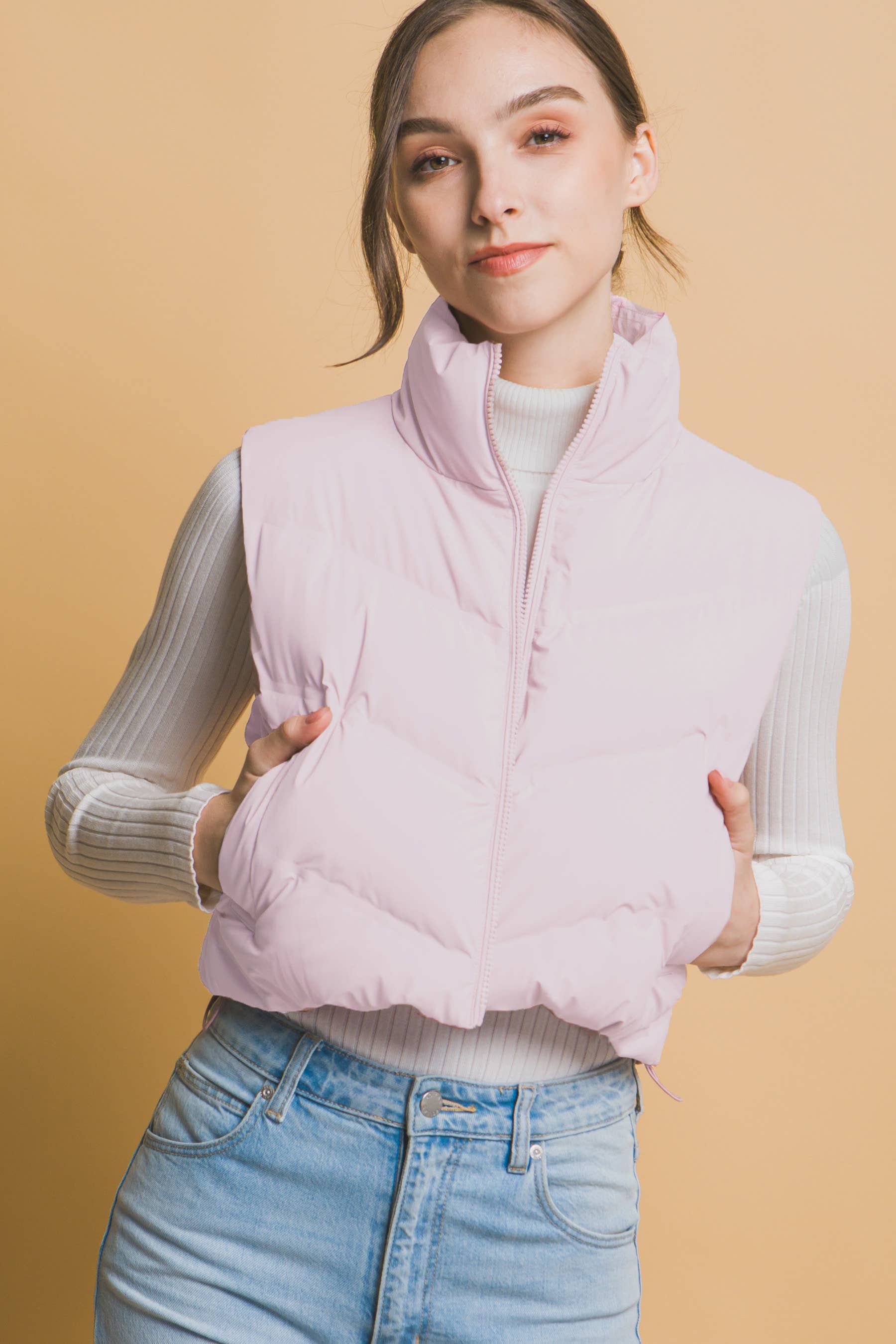 42POPS - Wholesale Outerwear Vest - Women’s - 1030 Cropped Vest With Adjustable Drawstrings SI-268666