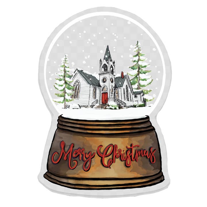 Autocollant de boule à neige découpé transparent - Église pour la vente par Sweetgum Studio