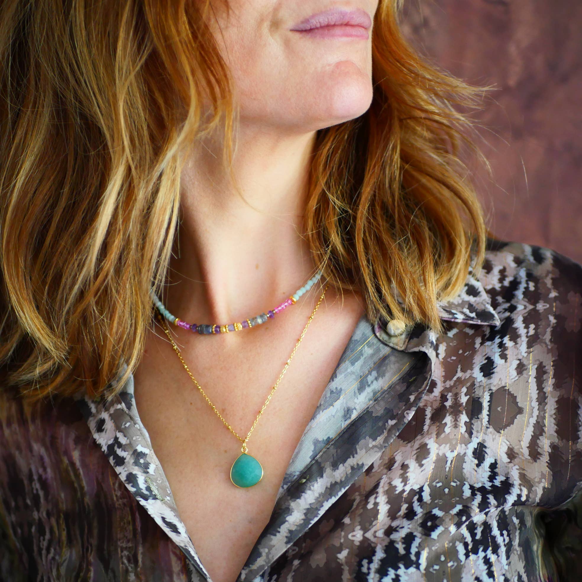 GINANDGER - Vendita all'ingrosso Collana con ciondolo/pendaglio - COLLANA JUSTINE AMAZONITE3