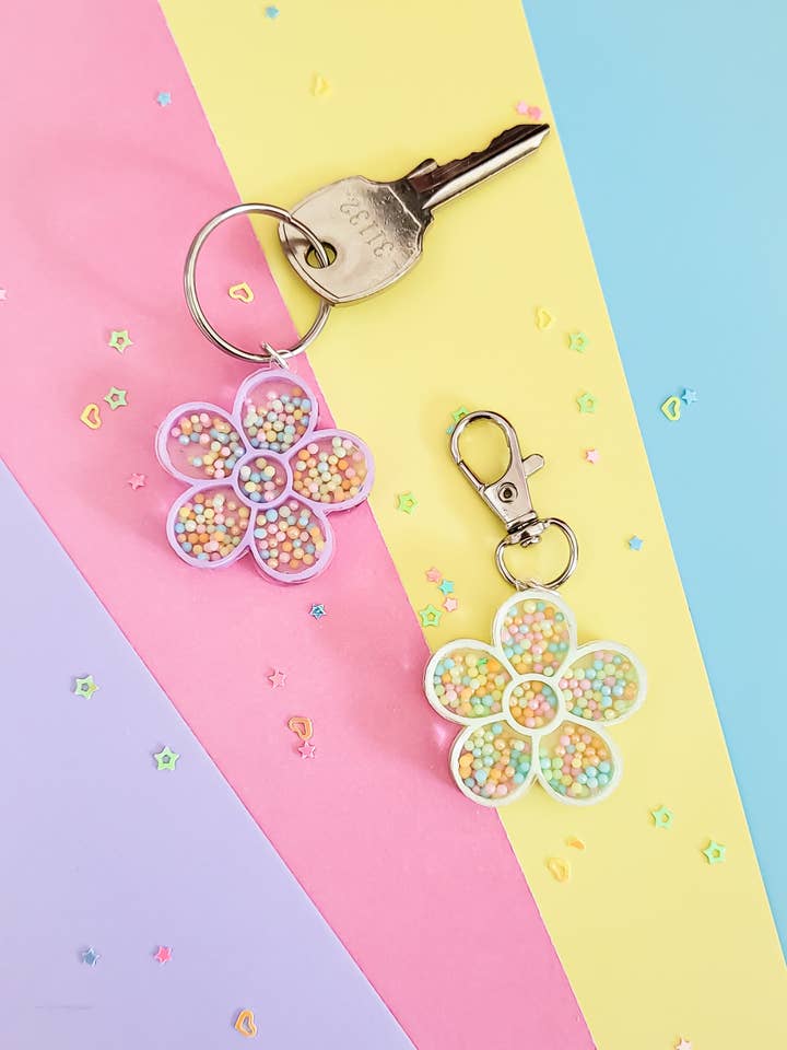 Flower Shaker Charm Keychain for wholesale by Pop Pastel