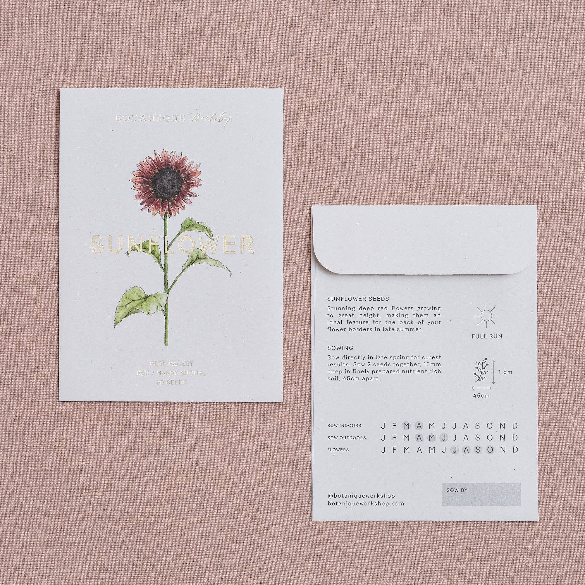 Botanique Workshop - Vente Graines de plantes - Sachet de graines de tournesol rouges1