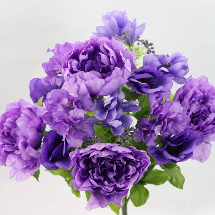 General Wholesale Inc - Wholesale Artificial Flowers - 21" PEONY/ANEMONE/HYDRAINGEA-GPB253100-LAV MIX