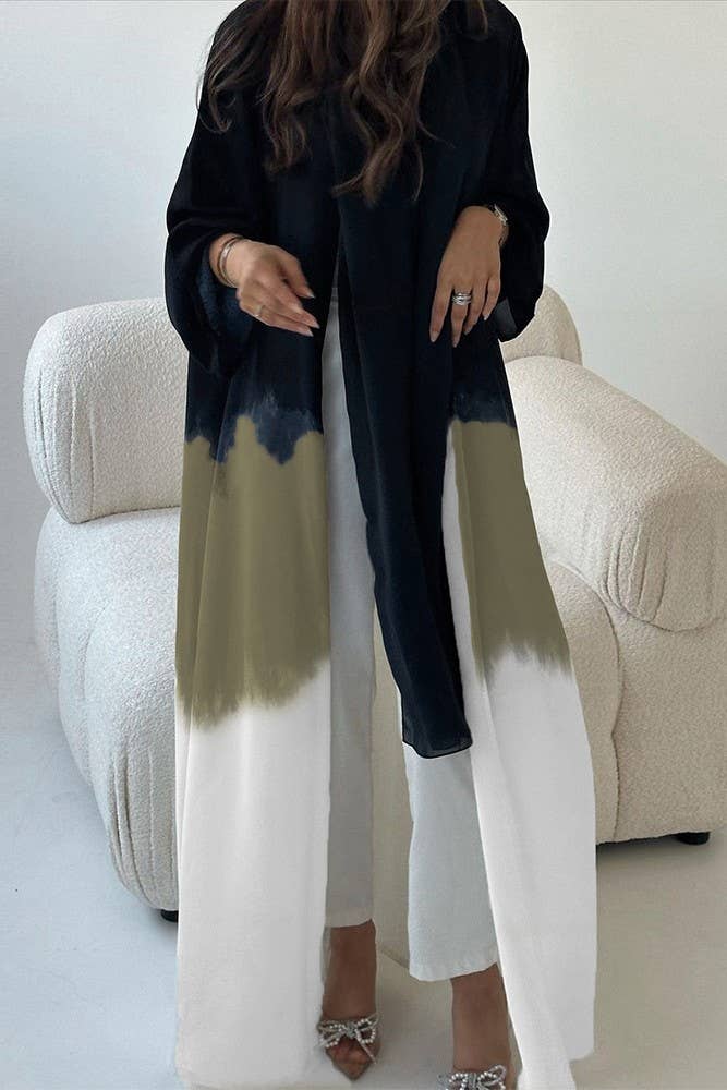 UNISHE - Wholesale Kimono - Women's - Summer Color Block Tie Dye Open Kimono ZK13692