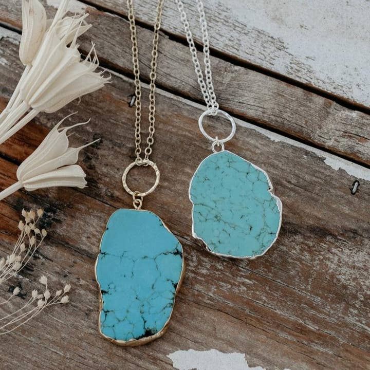 ocean rain necklace-turquoise for wholesale by Wild Abandon Jewelry