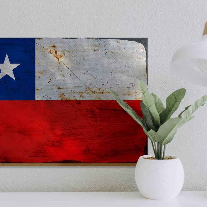 Femer - Wholesale Sign - Chilean flag 40 x 30 cm flag of Chile rust wooden sign2