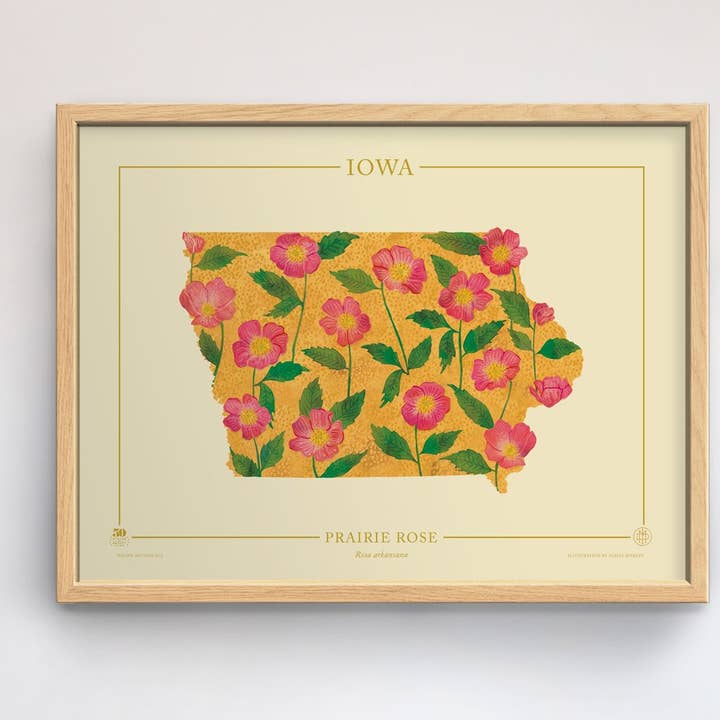 Impressão de botânicos nativos de Iowa por atacado de 50 States of Beauty