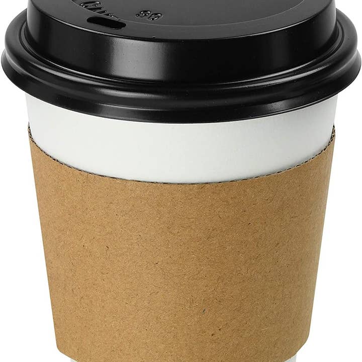 NYHI 200-Pack 8 oz White Paper Disposable Cups With Lids And Sleeves– Hot/Cold Beverage Drinking Cup for Water, Juice, Coffee or Tea – Ideal for Water Coolers, Party, or Coffee On the Go’ for wholesale by singleware